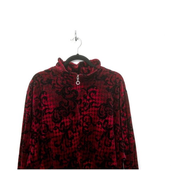 Liz & Me for Catherines Women’s Red 3X Velour Velvet Full Zip Sweatshirt Holiday - Picture 4 of 10